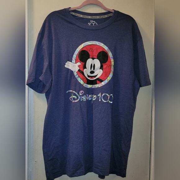 Disney 100 Year Celebration Mickey Mouse Front & Back Hit Blue T-Shirt Size XL - Picture 1 of 5